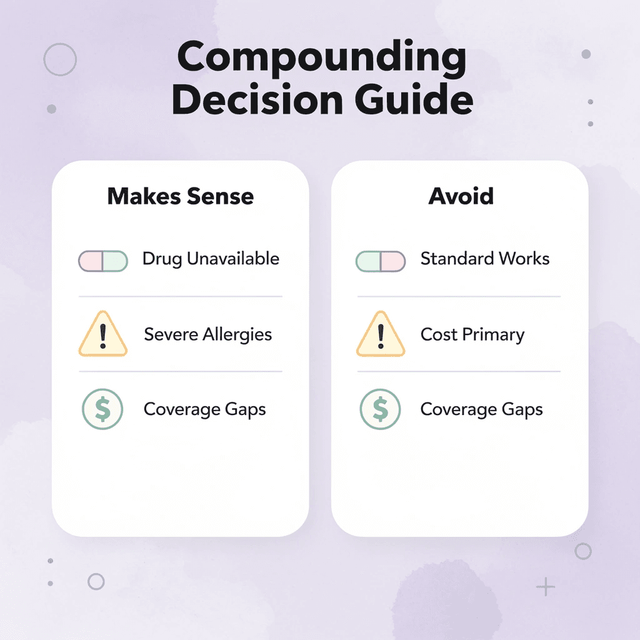 Comparison chart showing when compounding makes sense versus when to avoid it
