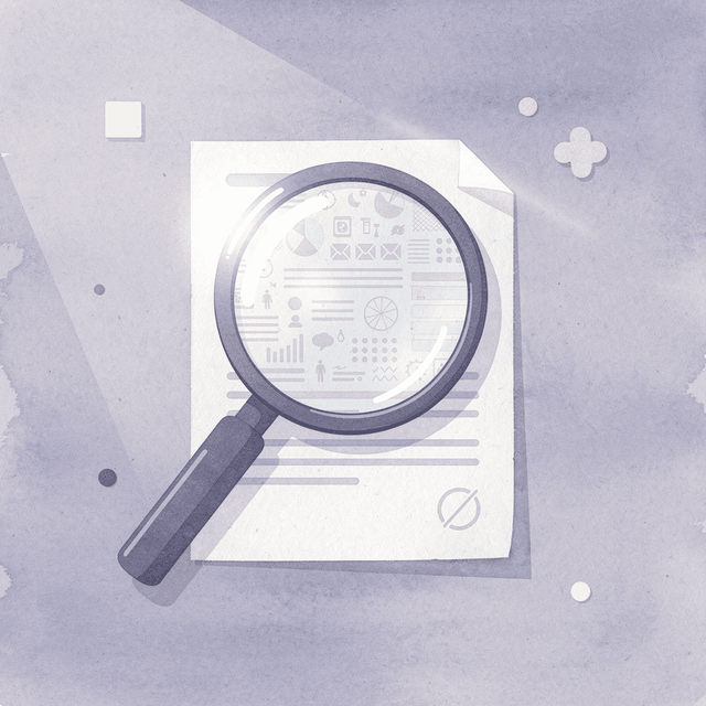 Magnifying glass examining medication for quality control