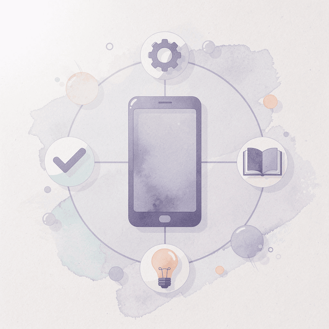 App icon connected to habit tracking icons showing integrated approach