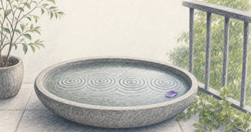 Four identical ripple sets on a basin showing a repeating rhythm