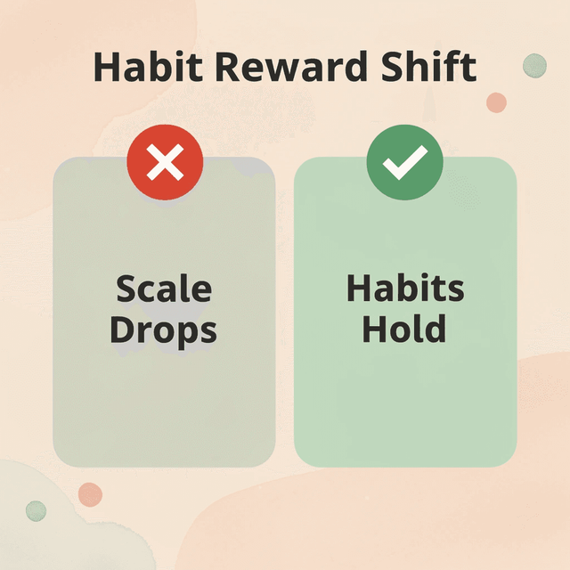 Before and after infographic showing shift from scale-based rewards to habit-based rewards