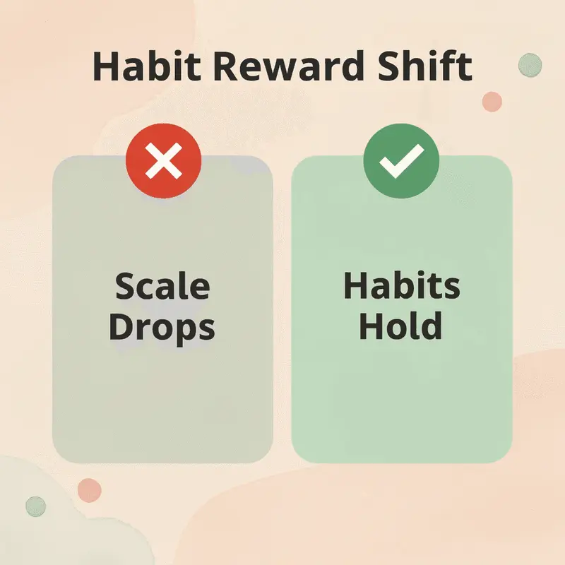 Before and after infographic showing shift from scale-based rewards to habit-based rewards