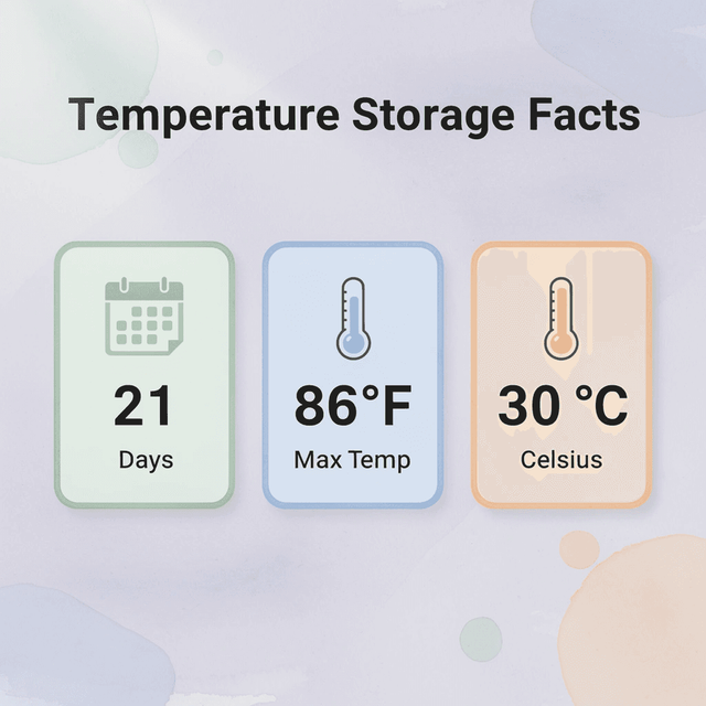 Infographic showing key temperature storage statistics for compounded tirzepatide