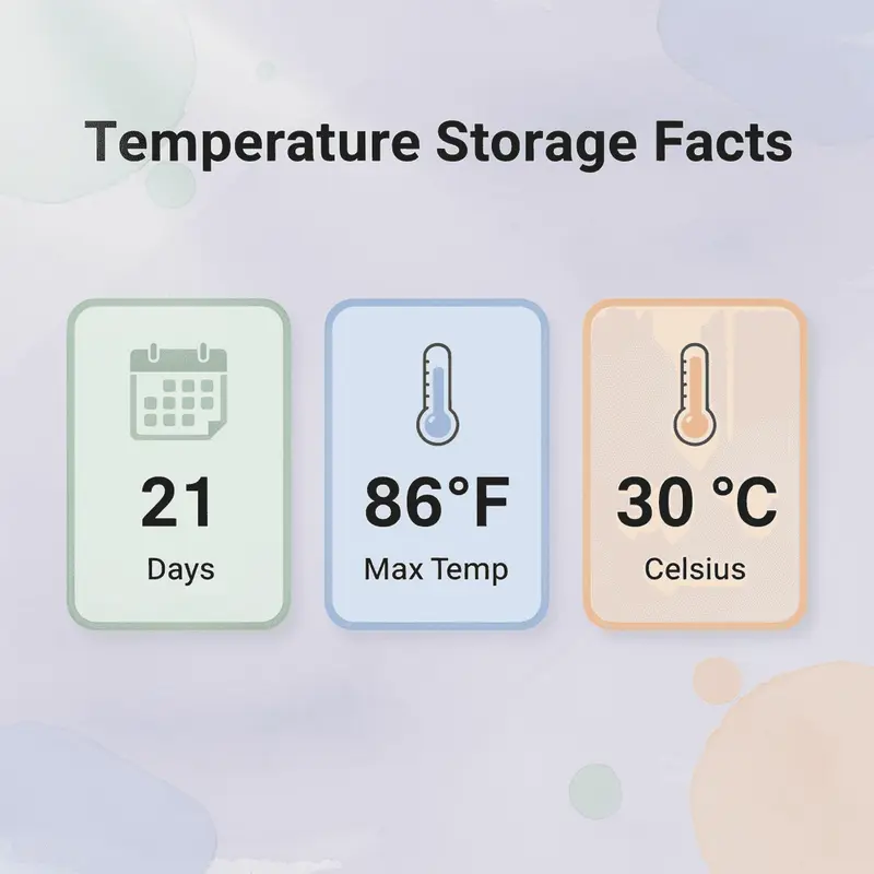 Infographic showing key temperature storage statistics for compounded tirzepatide