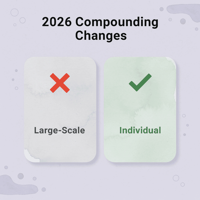 Before and after comparison showing shift from large-scale to individual compounding