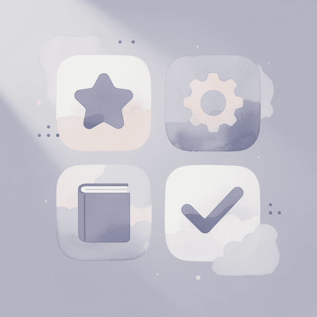 Four icons representing movement, hydration, nutrition, and health monitoring