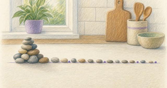 Pebbles piled high early then thinning to a low flat trail