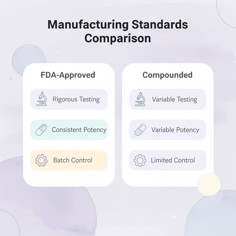 Comparison chart of FDA-approved versus compounded medication standards