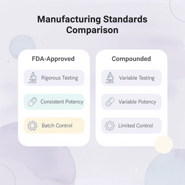 Comparison chart of FDA-approved versus compounded medication standards