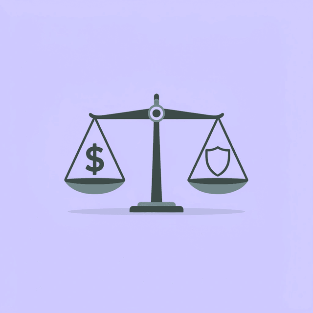 Balance scale showing cost savings on one side and quality variations on the other