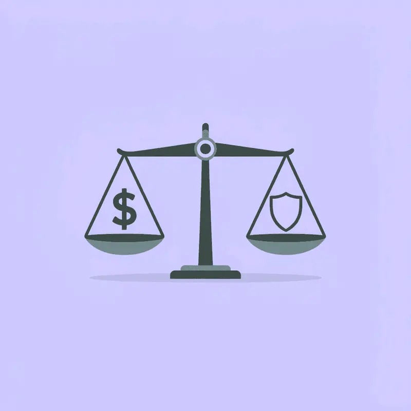 Balance scale showing cost savings on one side and quality variations on the other