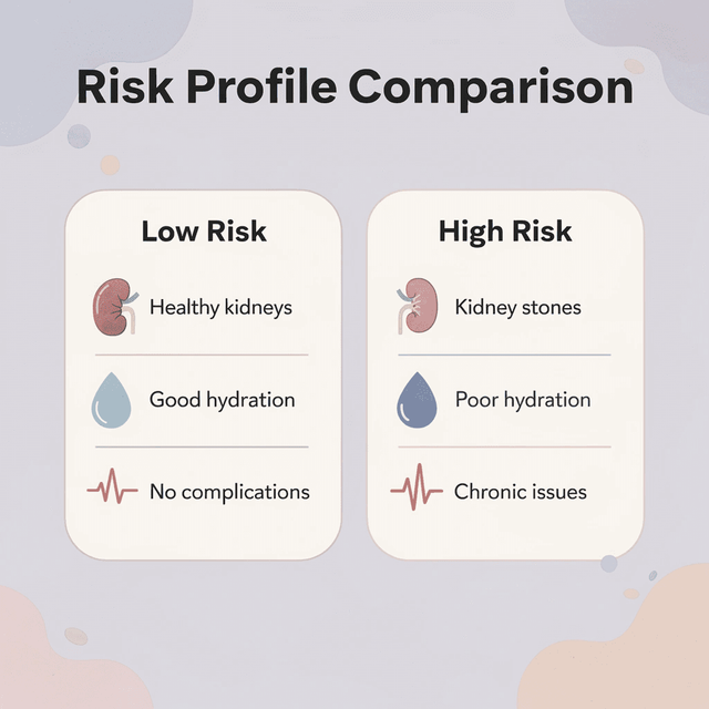 Comparison chart showing low risk versus high risk kidney profiles