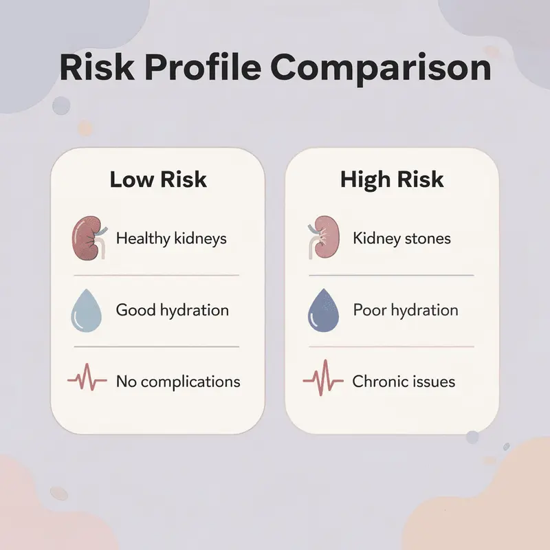 Comparison chart showing low risk versus high risk kidney profiles