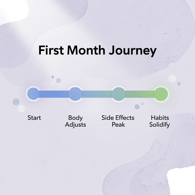 Timeline showing the critical first 30 days of GLP-1 treatment
