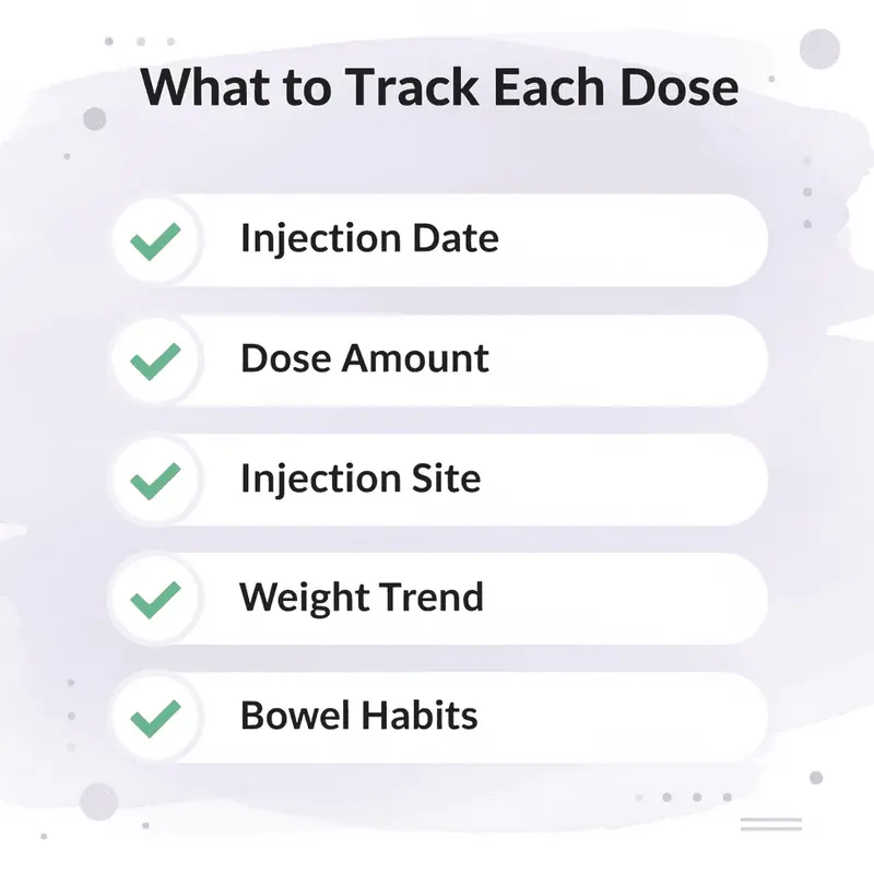 Checklist infographic listing six key semaglutide tracking variables