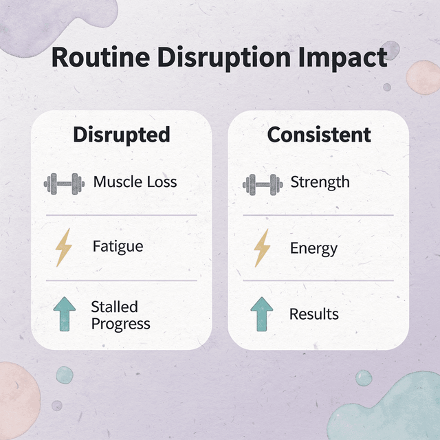 Comparison chart showing disrupted vs consistent routine outcomes