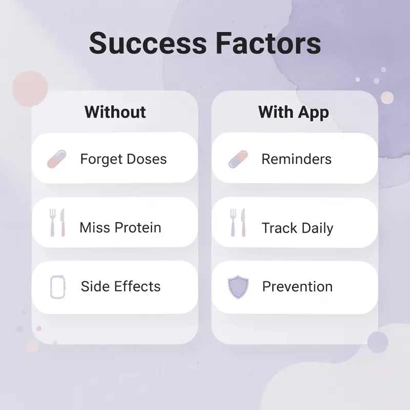 Comparison of GLP-1 success factors with and without app support