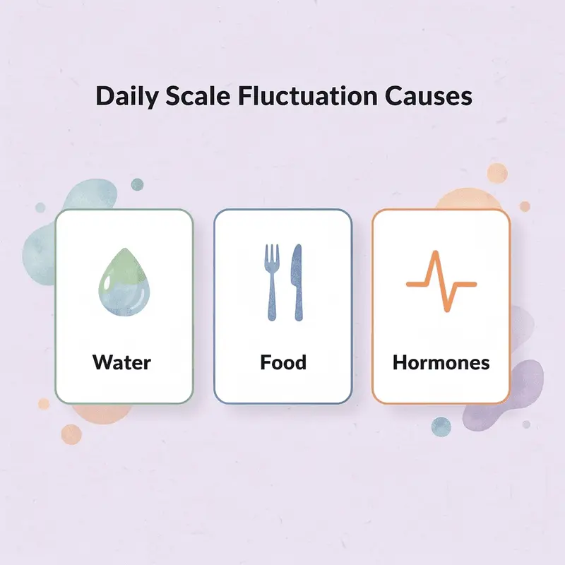 Infographic showing three main causes of daily scale fluctuations