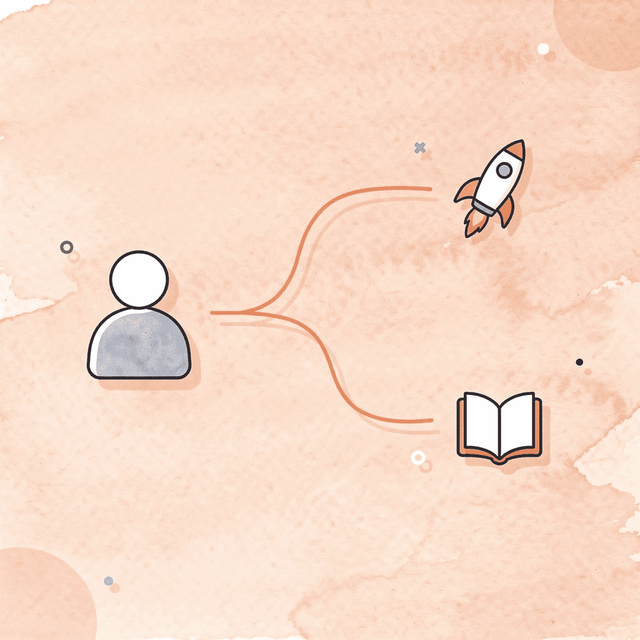 Icon showing medication splitting into two outcome paths