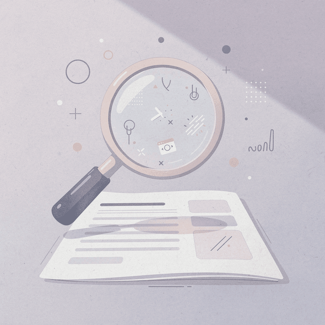 Magnifying glass examining medication for quality inspection