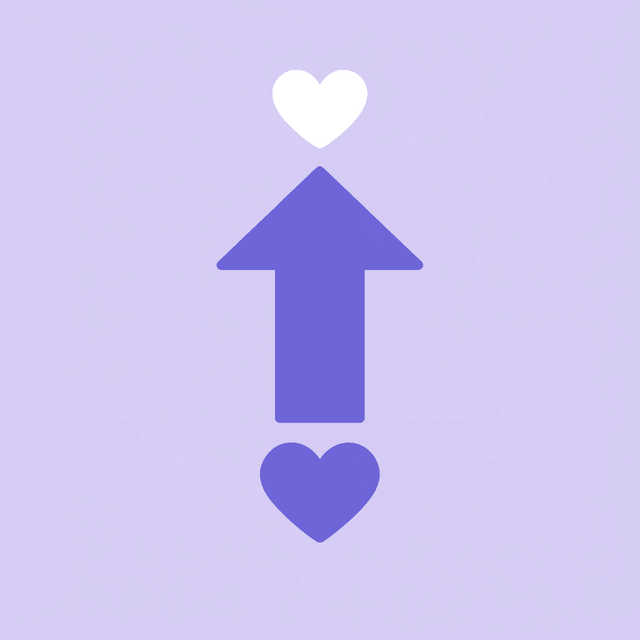 Upward arrow showing significant symptom improvement after initial adjustment period
