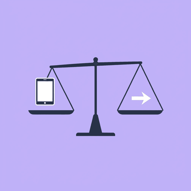 Balance scale with oral tablet on one side and injection syringe on the other, representing the comparison between both formats