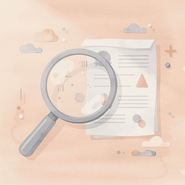 Magnifying glass examining symptom data to reveal headache patterns