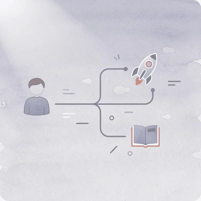 Person icon splitting into two paths representing medication choices