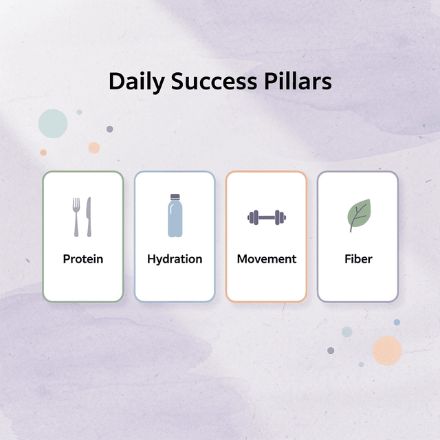 Four pillars of GLP-1 success: protein, hydration, movement, and fiber