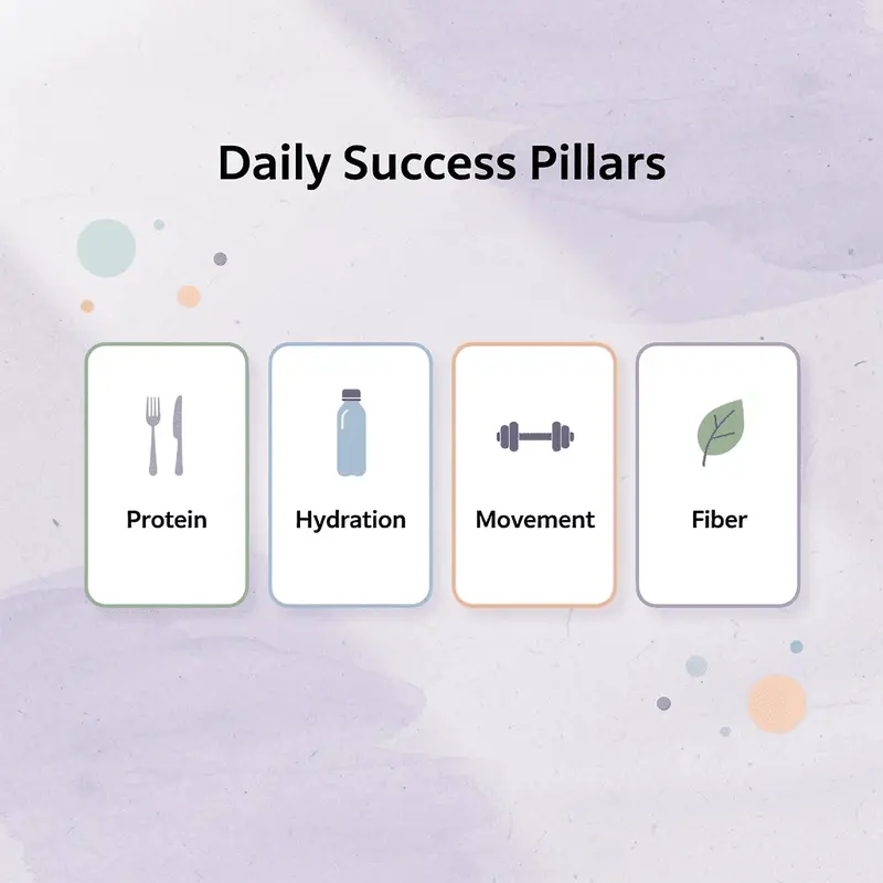 Four pillars of GLP-1 success: protein, hydration, movement, and fiber