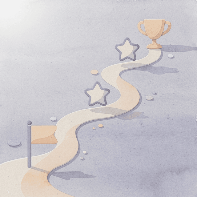 Winding path with milestones representing medication adherence journey