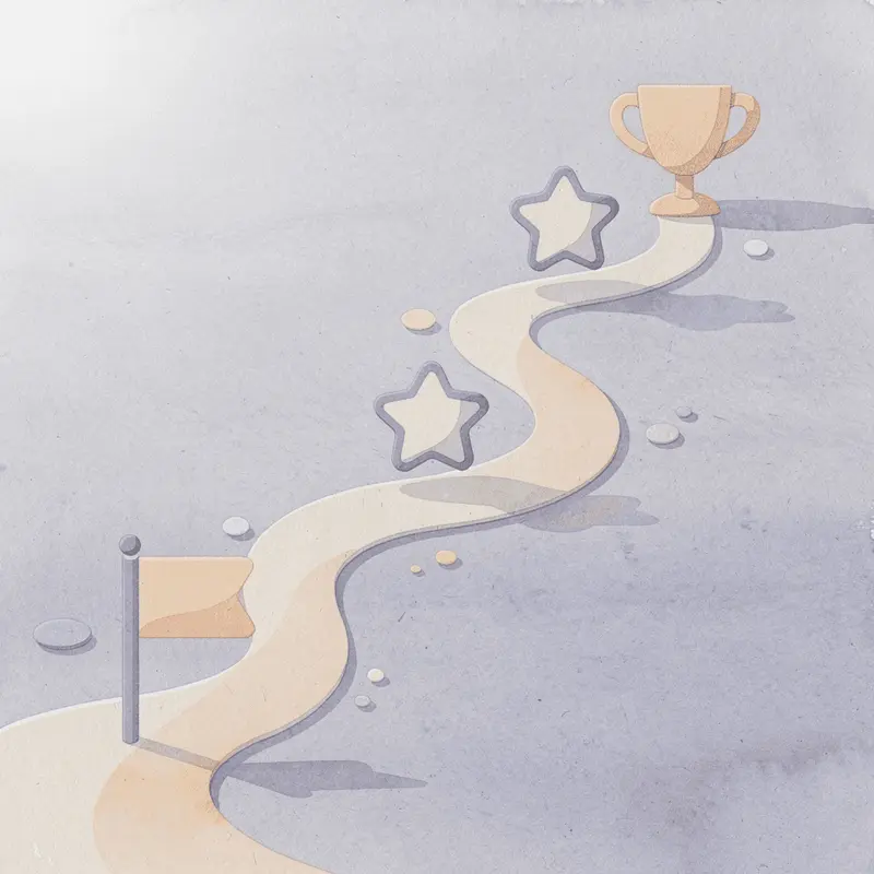 Winding path with milestones representing medication adherence journey