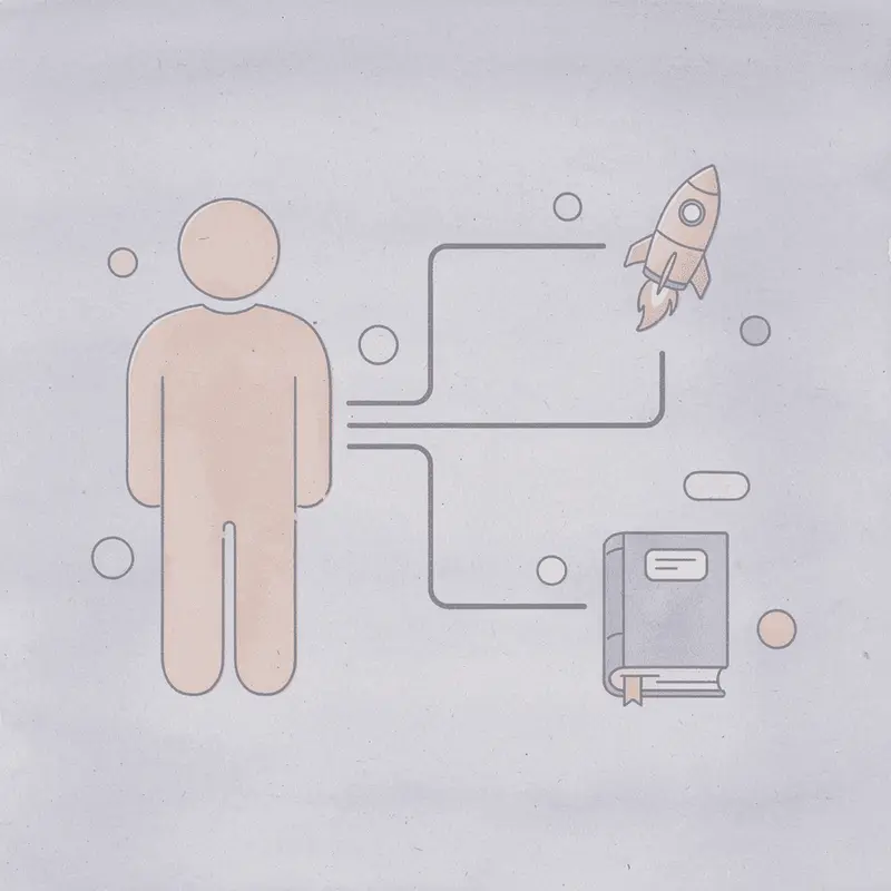 Pill icon splitting into two paths representing medication choice options