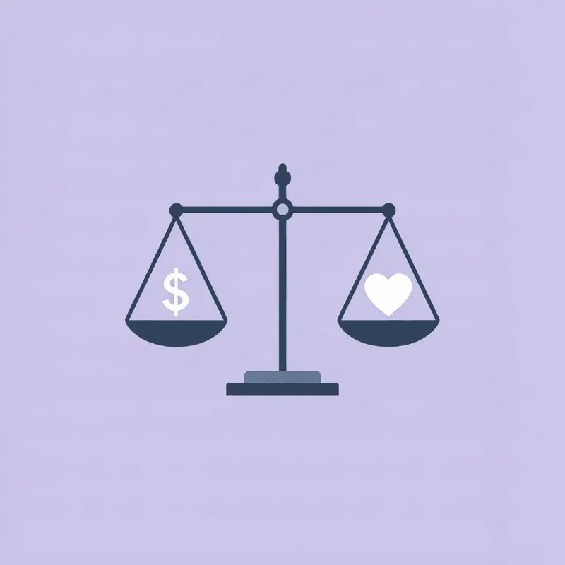 Balance scale comparing reduced costs versus maintained quality of care