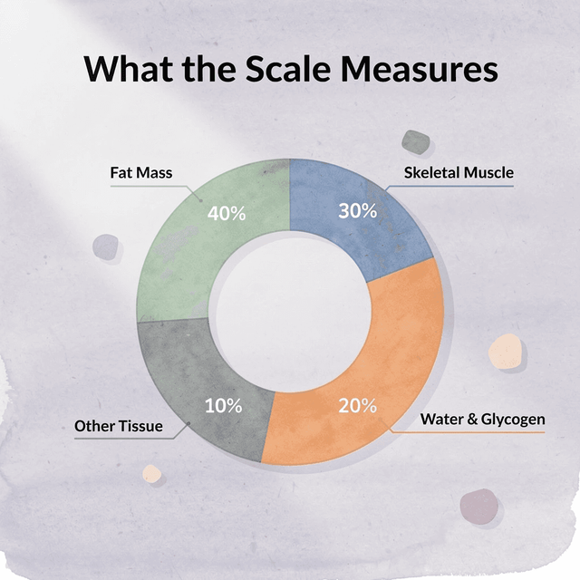 Donut chart showing the components of total body weight that a scale measures