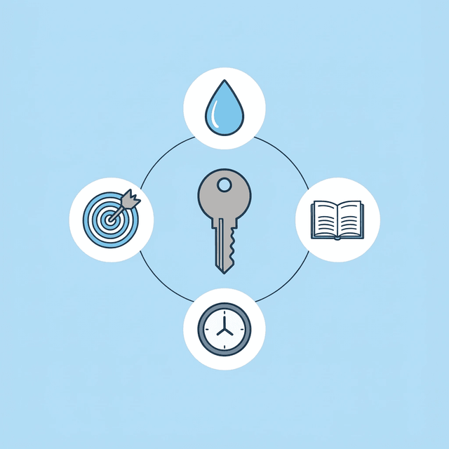 Central hub showing interconnected tracking elements: protein targets, hydration, injection reminders, and hunger monitoring