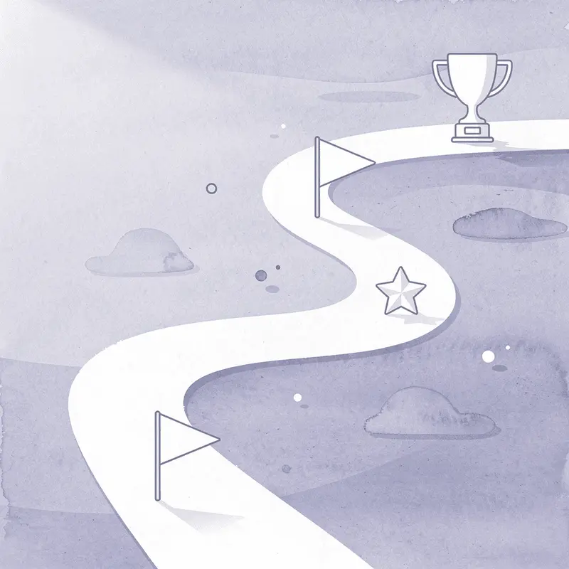Illustration of a journey path with milestones representing GLP-1 progress
