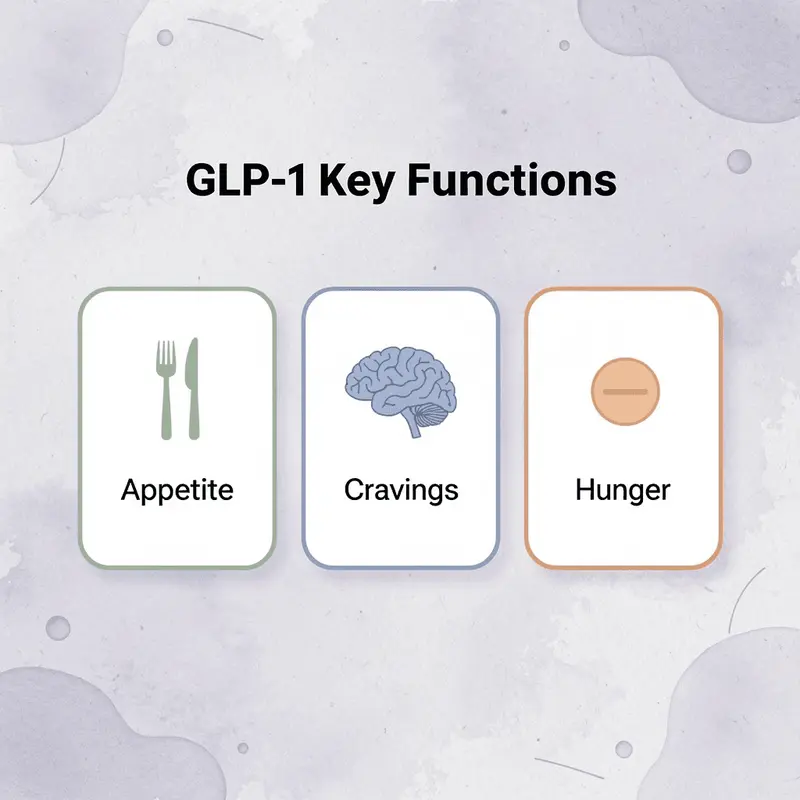Infographic showing three key functions of GLP-1 medication