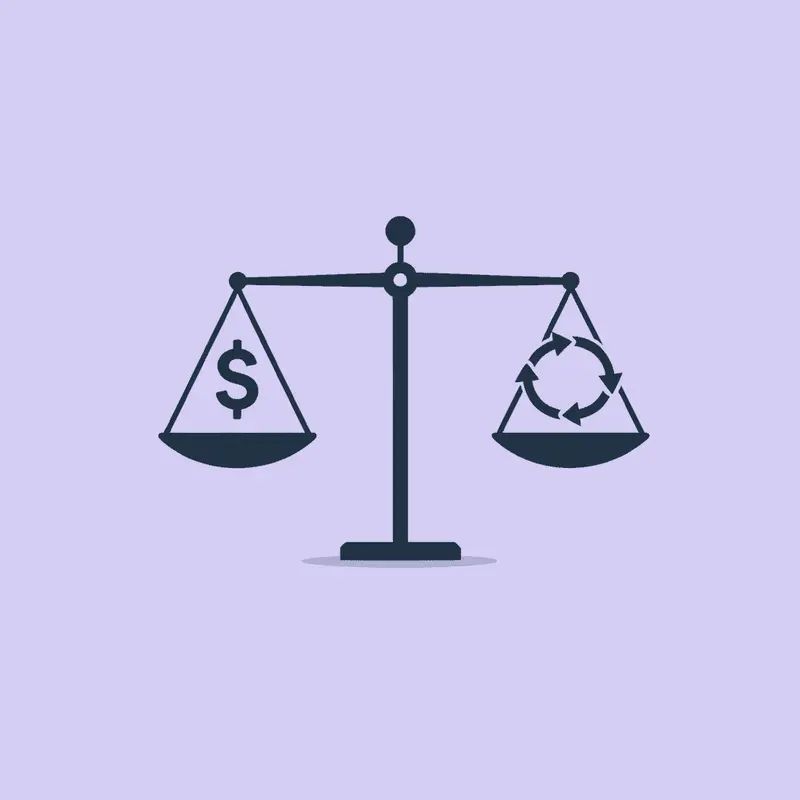 Balance scale showing trade-off: better access and lower cost on one side, less predictability on the other
