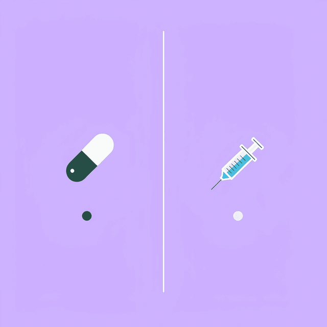 Side-by-side comparison of pill form versus injectable semaglutide
