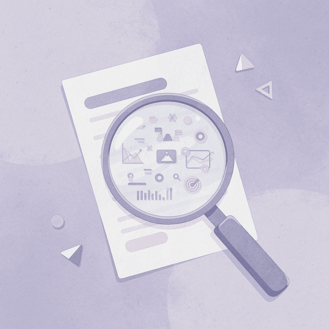 Magnifying glass examining a clear vial representing quality inspection of compounded semaglutide