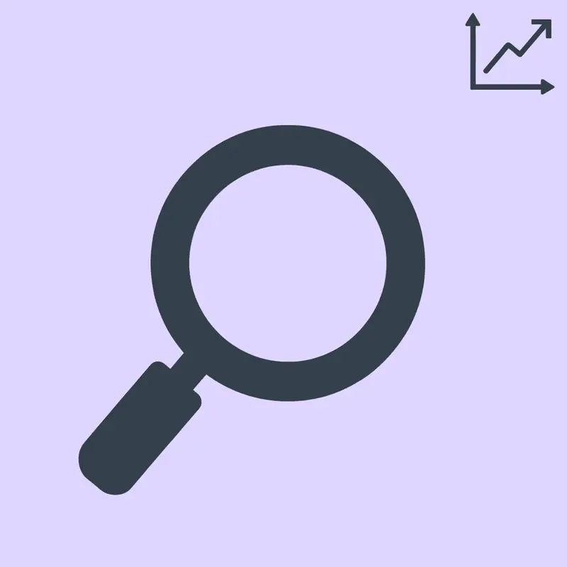 Magnifying glass focusing on data points and patterns in symptom tracking