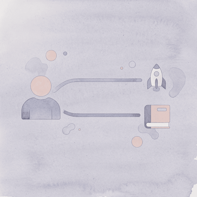 Pill icon splitting into two paths representing different outcomes