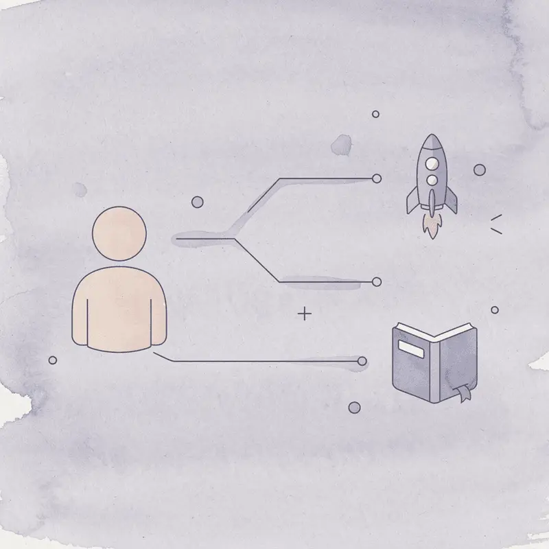 Pill icon splitting into two paths representing medication choice decisions