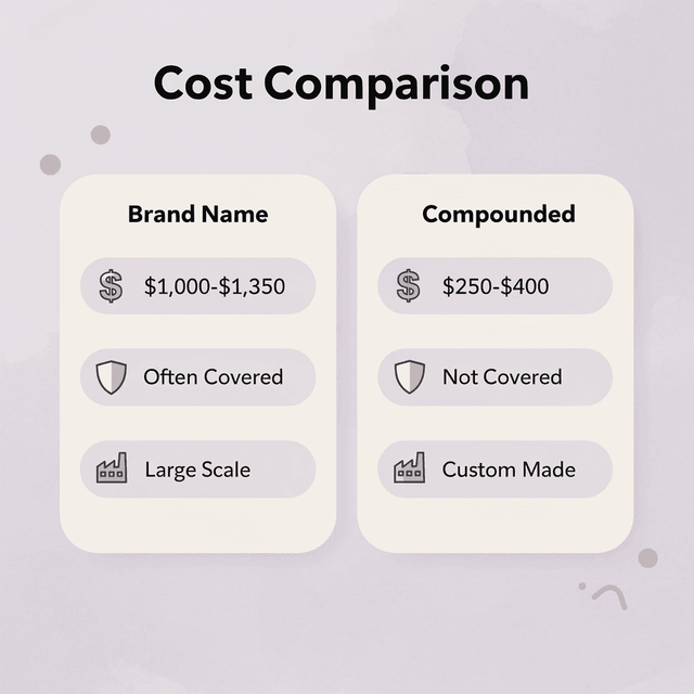 Side-by-side comparison of brand name vs compounded tirzepatide