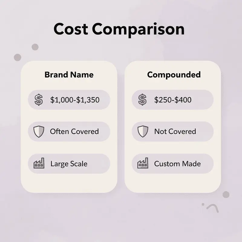 Side-by-side comparison of brand name vs compounded tirzepatide