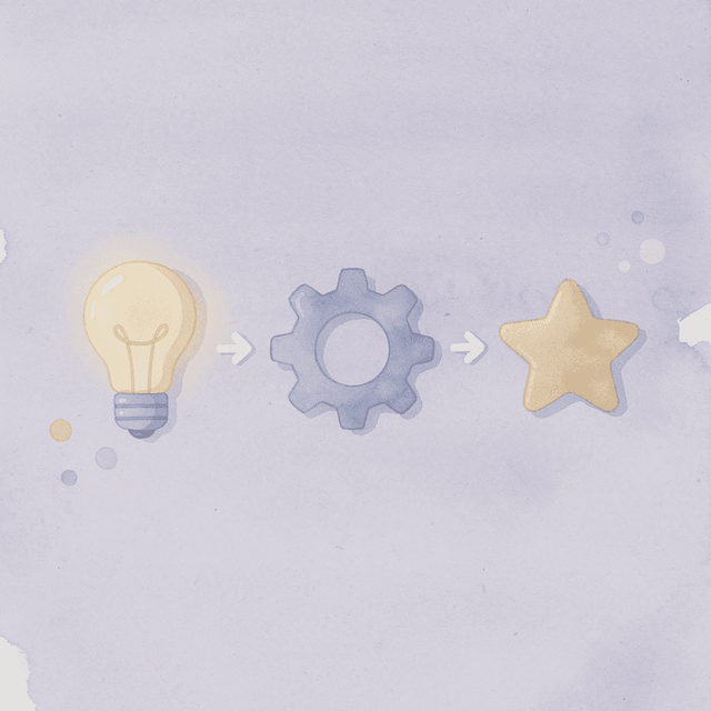 Three icons showing progression from injection to pill to success