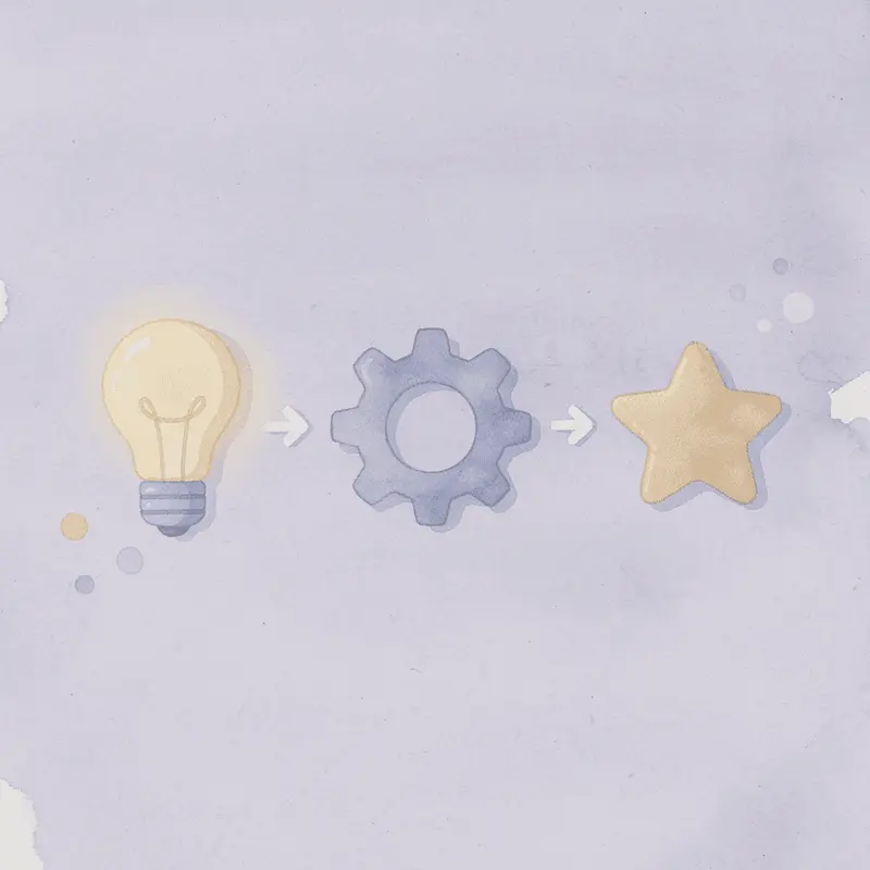 Three icons showing progression from injection to pill to success