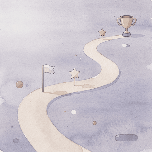 Illustration of a winding path with milestones representing the long-term GLP-1 treatment journey