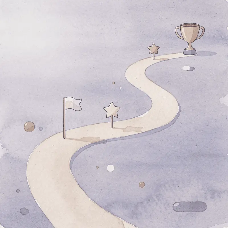 Illustration of a winding path with milestones representing the long-term GLP-1 treatment journey